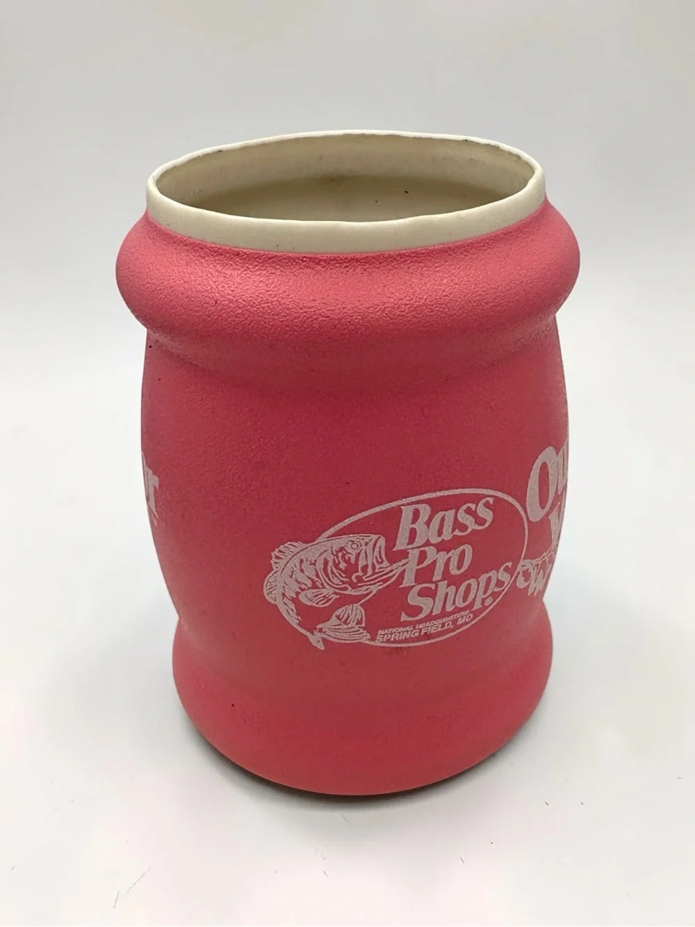 Vintage Bass Pro Shops Outdoor World Pink Foam Can Cooler Koozie Springfield, MO